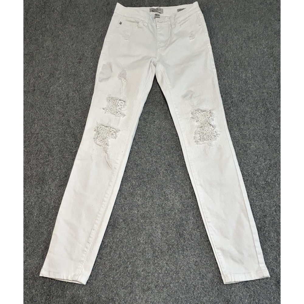 Judy Blue Jeans Womens 1/25 White Skinny Fit Casual Stretch Denim Distressed